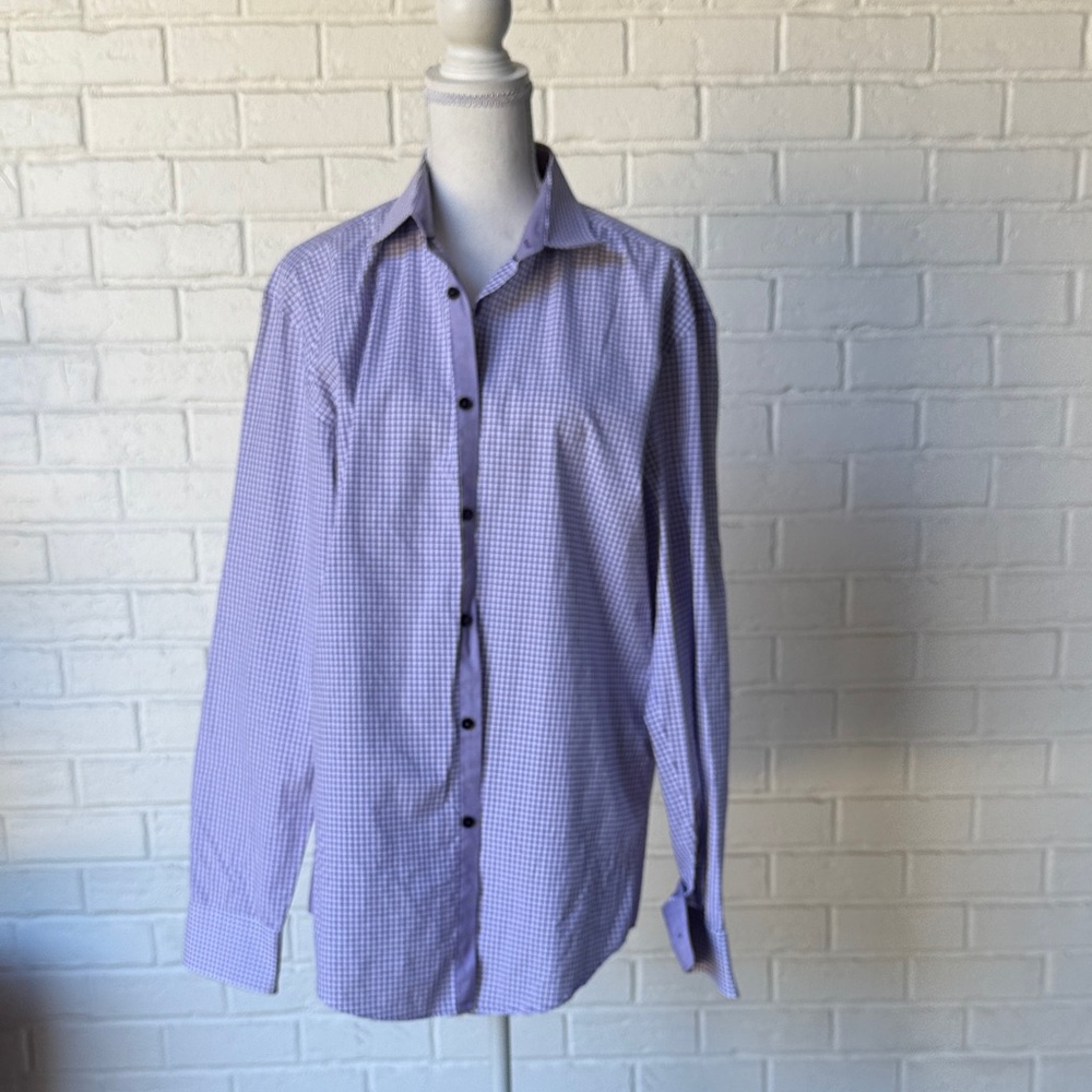 Hugo Boss Men's Purple Checkered button down slim fit Shirt
